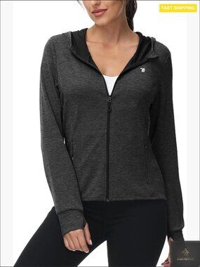UPF 50+ Sun Protection Hoodie Lightweight Full Zip Active Jacket Outdoor